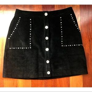 Black button down corduroy skirt